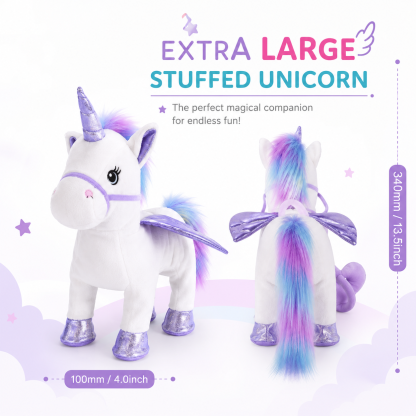 Interactive Unicorn Plush Toy with Walking, Singing & Music, Electronic Stuffed Pony for Kids