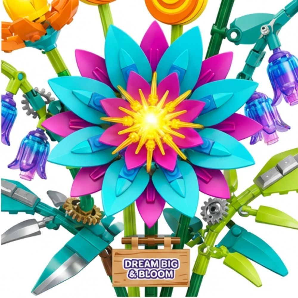 Flower Bouquet Bricks with LED lighting Kit, compatible with 10280 for Adults 856PCS