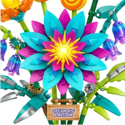 Flower Bouquet Bricks with LED lighting Kit, compatible with 10280 for Adults 856PCS