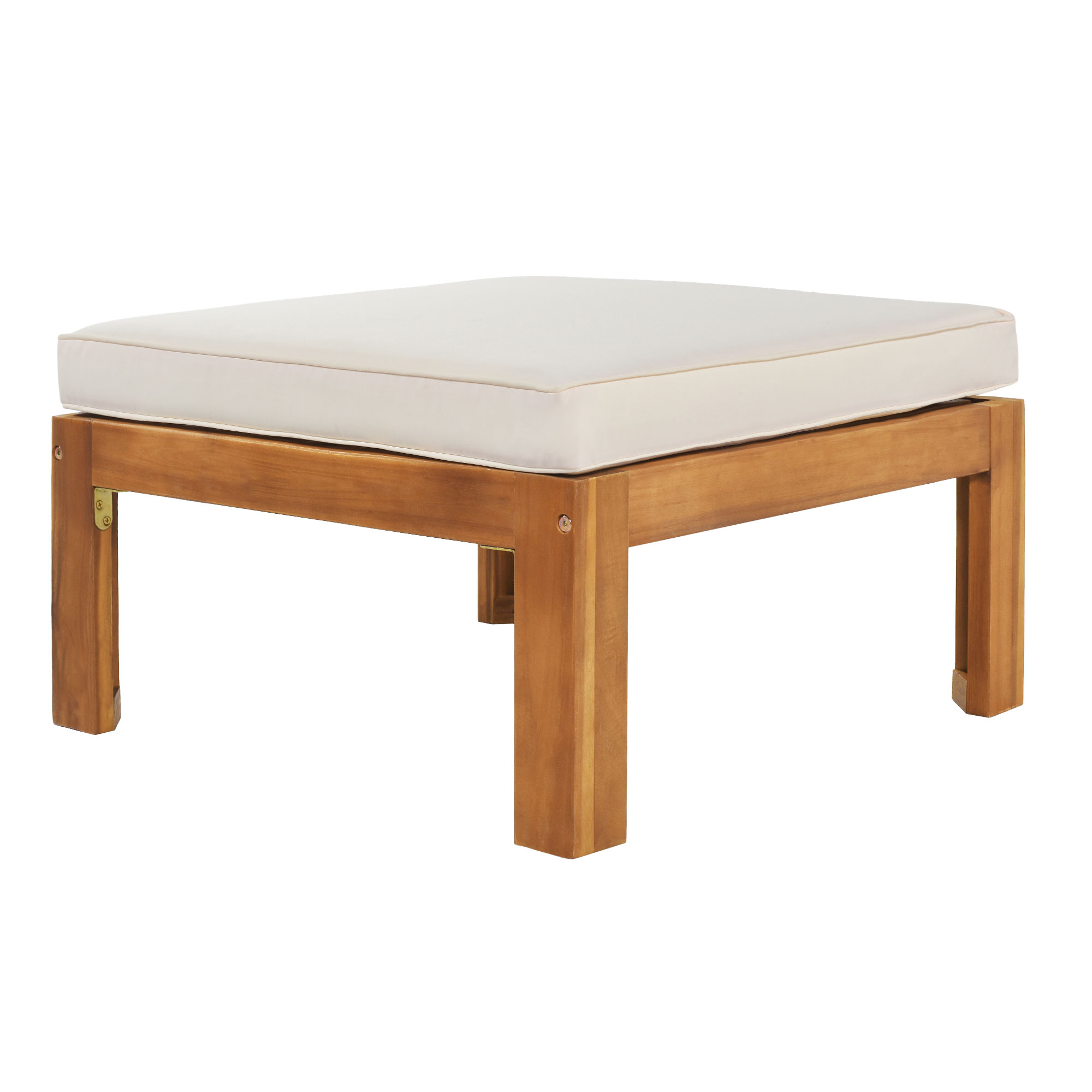 Outdoor Backyard Patio Wood 5-Piece Sectional Sofa Seating Group Set with Cushions, Natural Finish+ Beige Cushions