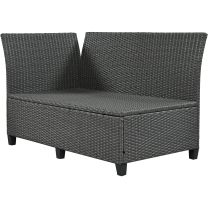 TOMAX 5-Piece Outdoor Patio Rattan Sofa Set, Sectional PE Wicker L-Shaped Garden Furniture Set with 2 Extendable Side Tables, Dining Table and Washable Covers for Backyard, Poolside, Indoor, Grey