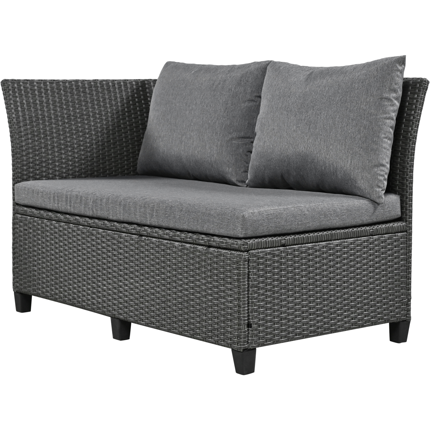 TOMAX 5-Piece Outdoor Patio Rattan Sofa Set, Sectional PE Wicker L-Shaped Garden Furniture Set with 2 Extendable Side Tables, Dining Table and Washable Covers for Backyard, Poolside, Indoor, Grey