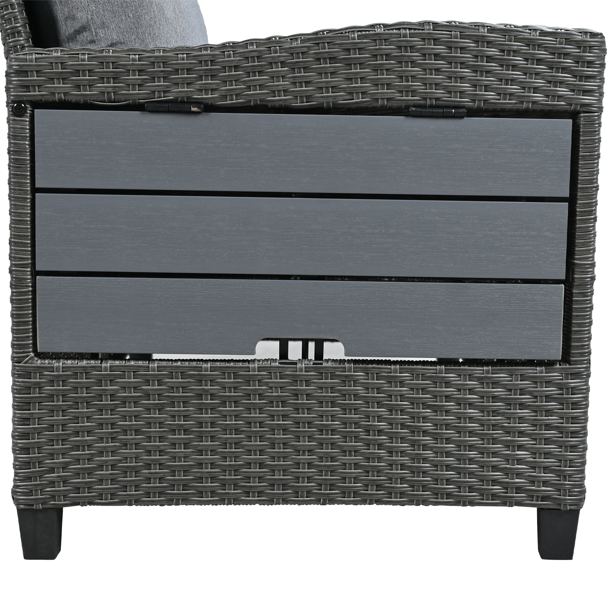 TOMAX 5-Piece Outdoor Patio Rattan Sofa Set, Sectional PE Wicker L-Shaped Garden Furniture Set with 2 Extendable Side Tables, Dining Table and Washable Covers for Backyard, Poolside, Indoor, Grey