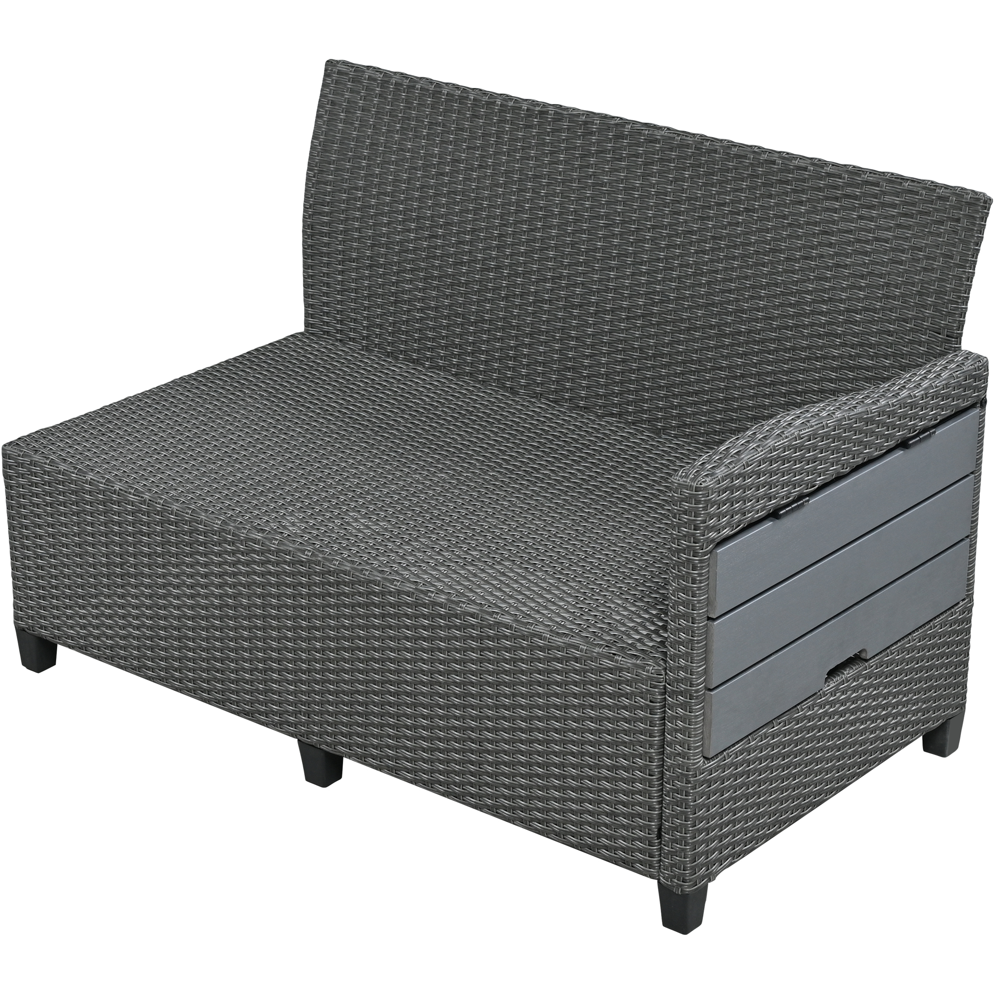 TOMAX 5-Piece Outdoor Patio Rattan Sofa Set, Sectional PE Wicker L-Shaped Garden Furniture Set with 2 Extendable Side Tables, Dining Table and Washable Covers for Backyard, Poolside, Indoor, Grey