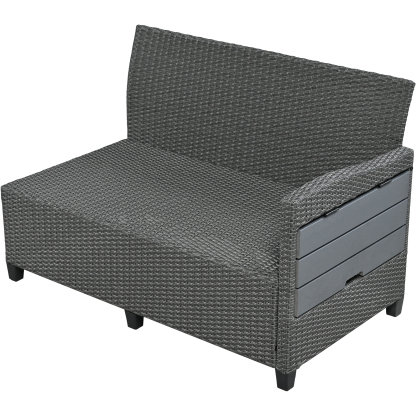 TOMAX 5-Piece Outdoor Patio Rattan Sofa Set, Sectional PE Wicker L-Shaped Garden Furniture Set with 2 Extendable Side Tables, Dining Table and Washable Covers for Backyard, Poolside, Indoor, Grey