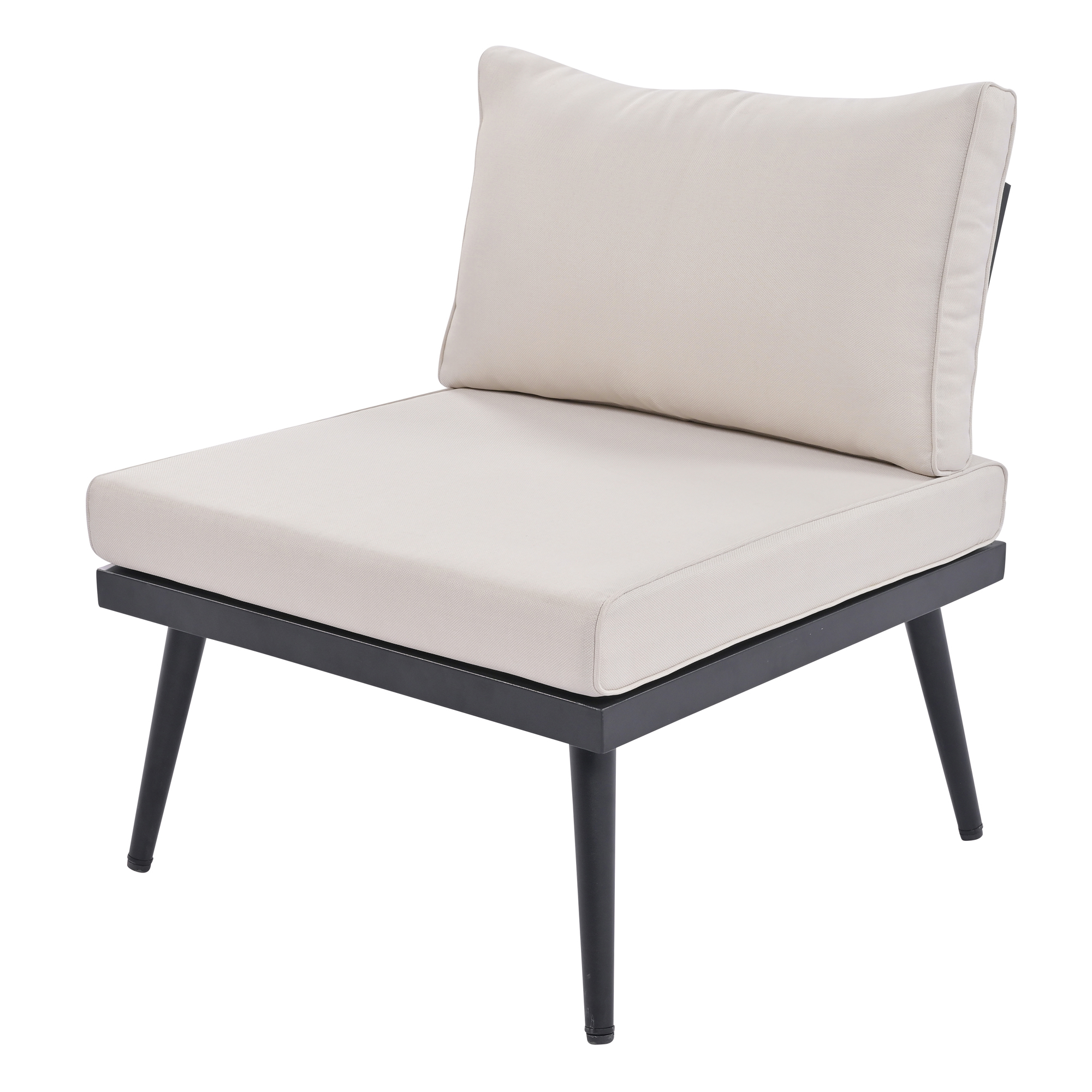 TREXM 6-Piece Outdoor Sectional Sofa Set with Round Nesting Coffee Tables and Seating Sofa with Cushions for Patio, Porch and Garden (Beige)