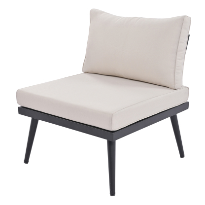 TREXM 6-Piece Outdoor Sectional Sofa Set with Round Nesting Coffee Tables and Seating Sofa with Cushions for Patio, Porch and Garden (Beige)