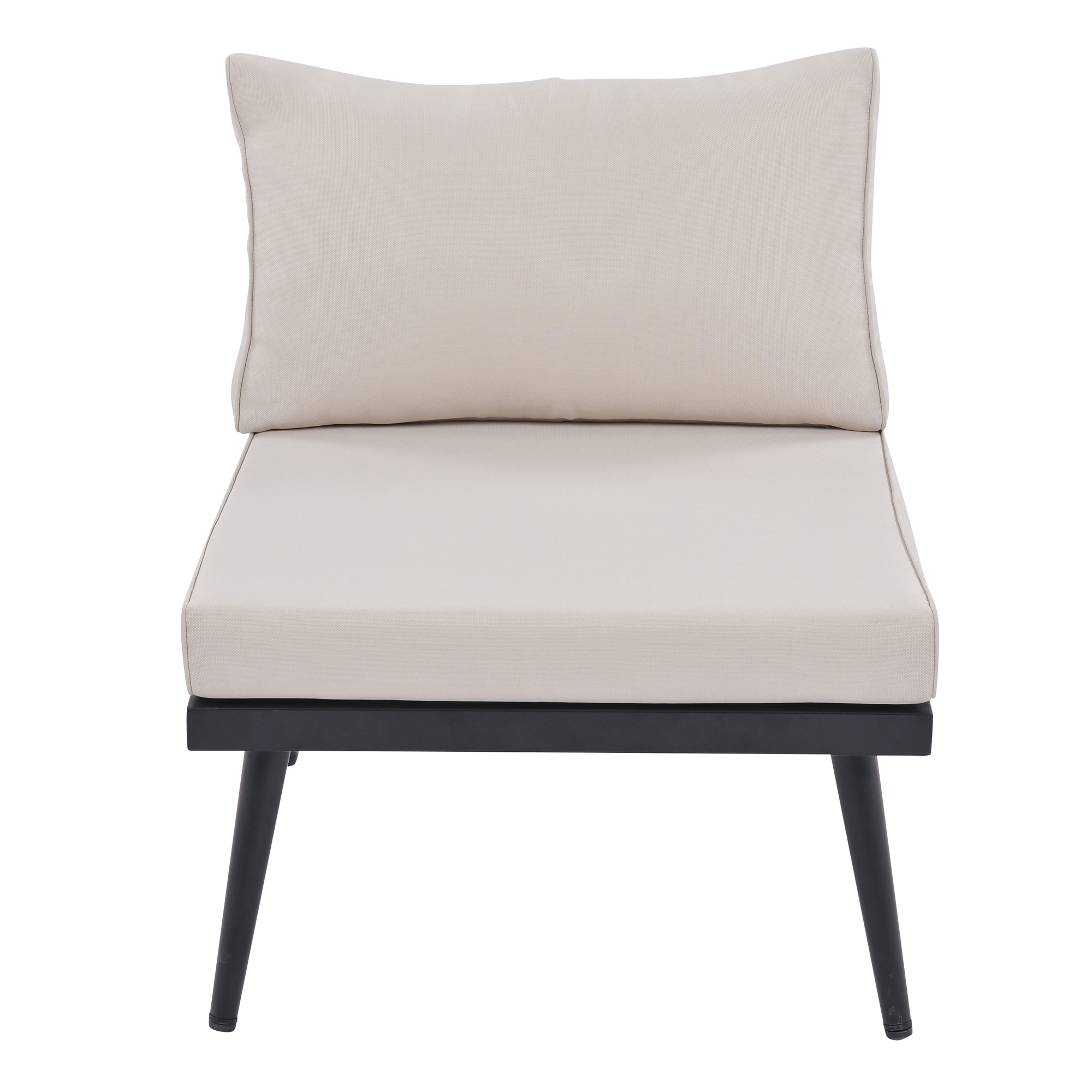 TREXM 6-Piece Outdoor Sectional Sofa Set with Round Nesting Coffee Tables and Seating Sofa with Cushions for Patio, Porch and Garden (Beige)