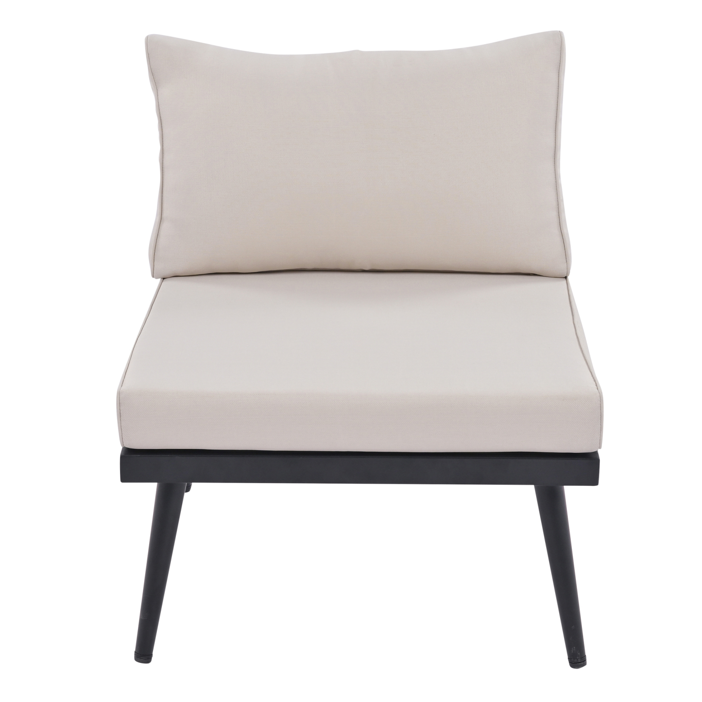 TREXM 6-Piece Outdoor Sectional Sofa Set with Round Nesting Coffee Tables and Seating Sofa with Cushions for Patio, Porch and Garden (Beige)