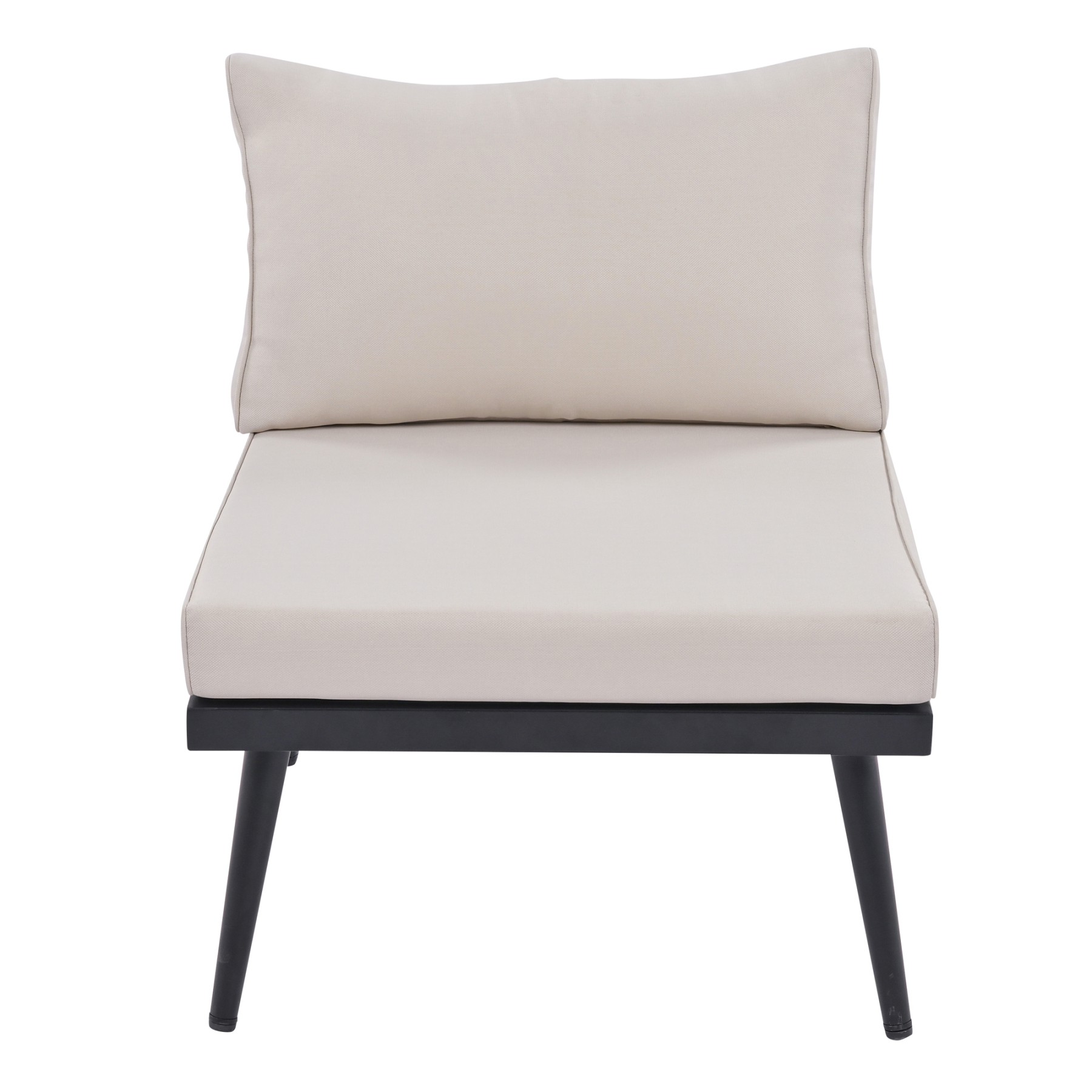 TREXM 6-Piece Outdoor Sectional Sofa Set with Round Nesting Coffee Tables and Seating Sofa with Cushions for Patio, Porch and Garden (Beige)