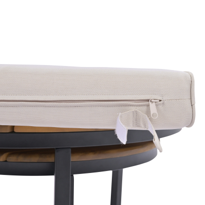 TREXM 6-Piece Outdoor Sectional Sofa Set with Round Nesting Coffee Tables and Seating Sofa with Cushions for Patio, Porch and Garden (Beige)