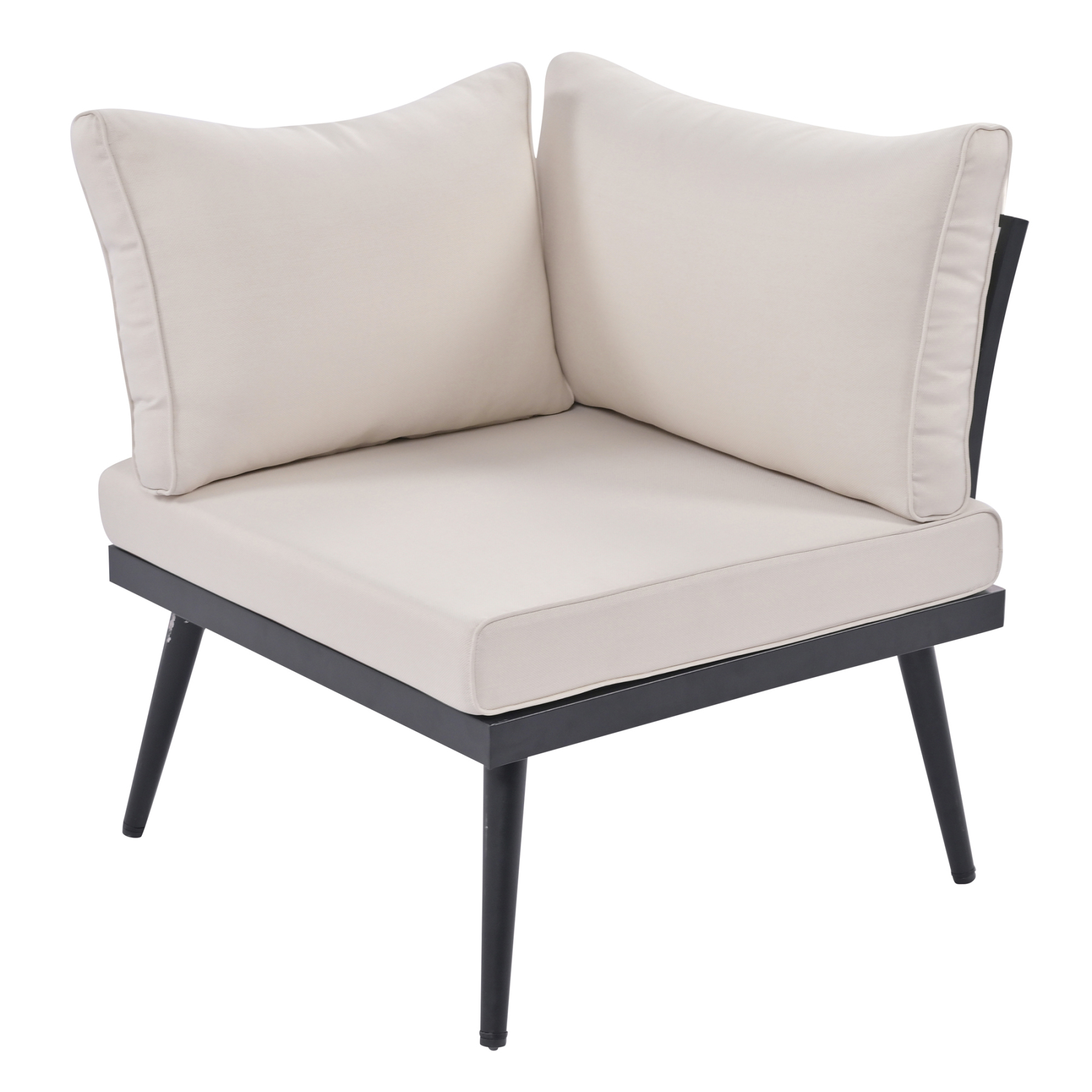 TREXM 6-Piece Outdoor Sectional Sofa Set with Round Nesting Coffee Tables and Seating Sofa with Cushions for Patio, Porch and Garden (Beige)