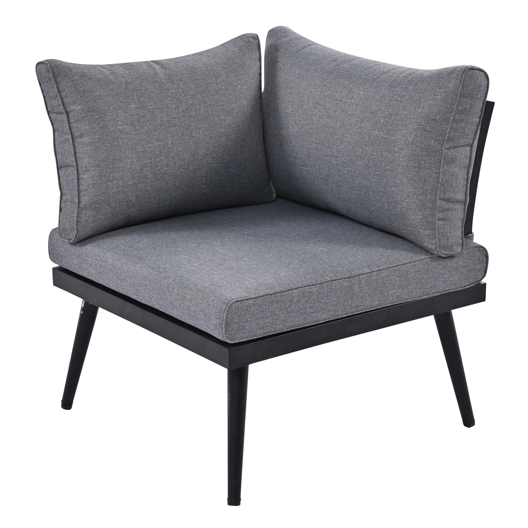 TREXM 6-Piece Outdoor Sectional Sofa Set with Round Nesting Coffee Tables and Seating Sofa with Cushions for Patio, Porch and Garden (Grey)