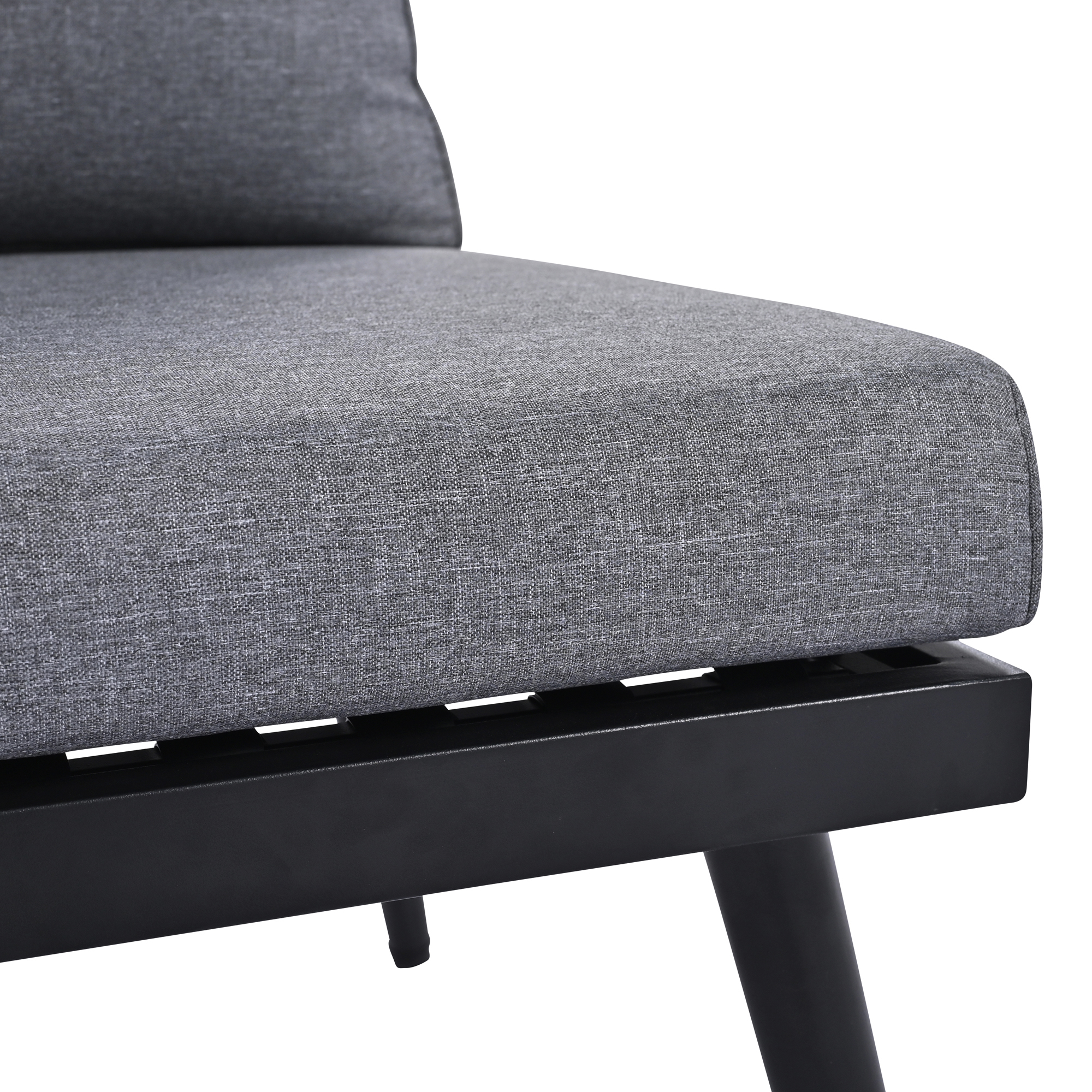 TREXM 6-Piece Outdoor Sectional Sofa Set with Round Nesting Coffee Tables and Seating Sofa with Cushions for Patio, Porch and Garden (Grey)