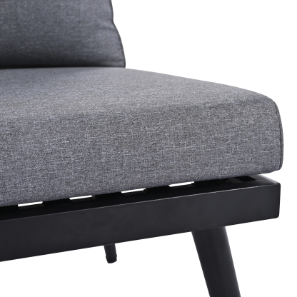 TREXM 6-Piece Outdoor Sectional Sofa Set with Round Nesting Coffee Tables and Seating Sofa with Cushions for Patio, Porch and Garden (Grey)