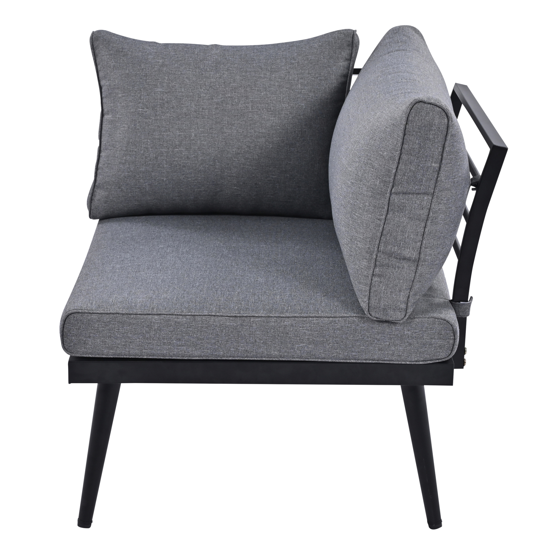TREXM 6-Piece Outdoor Sectional Sofa Set with Round Nesting Coffee Tables and Seating Sofa with Cushions for Patio, Porch and Garden (Grey)