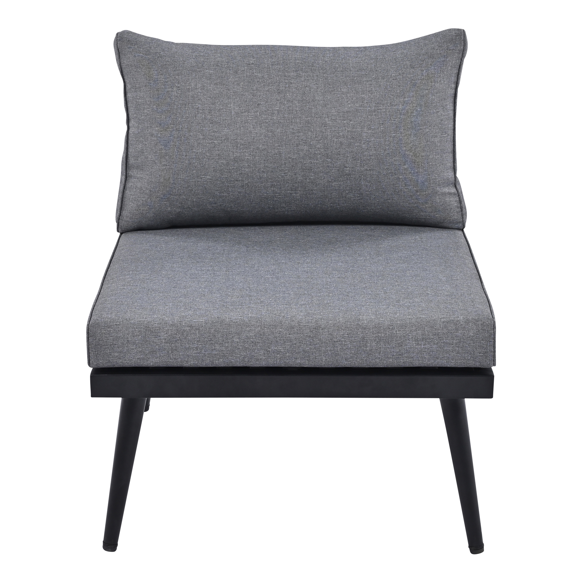 TREXM 6-Piece Outdoor Sectional Sofa Set with Round Nesting Coffee Tables and Seating Sofa with Cushions for Patio, Porch and Garden (Grey)
