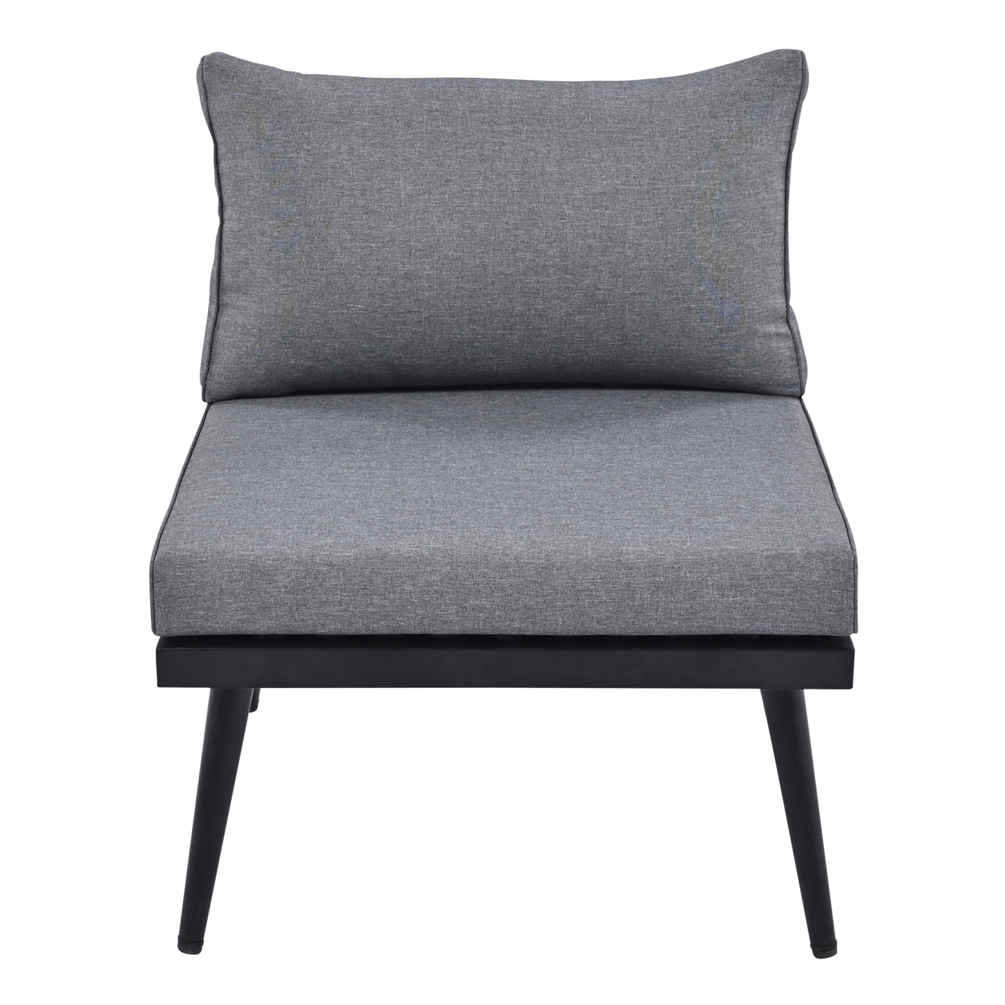 TREXM 6-Piece Outdoor Sectional Sofa Set with Round Nesting Coffee Tables and Seating Sofa with Cushions for Patio, Porch and Garden (Grey)
