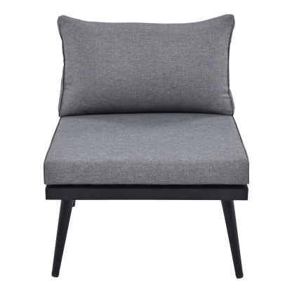 TREXM 6-Piece Outdoor Sectional Sofa Set with Round Nesting Coffee Tables and Seating Sofa with Cushions for Patio, Porch and Garden (Grey)