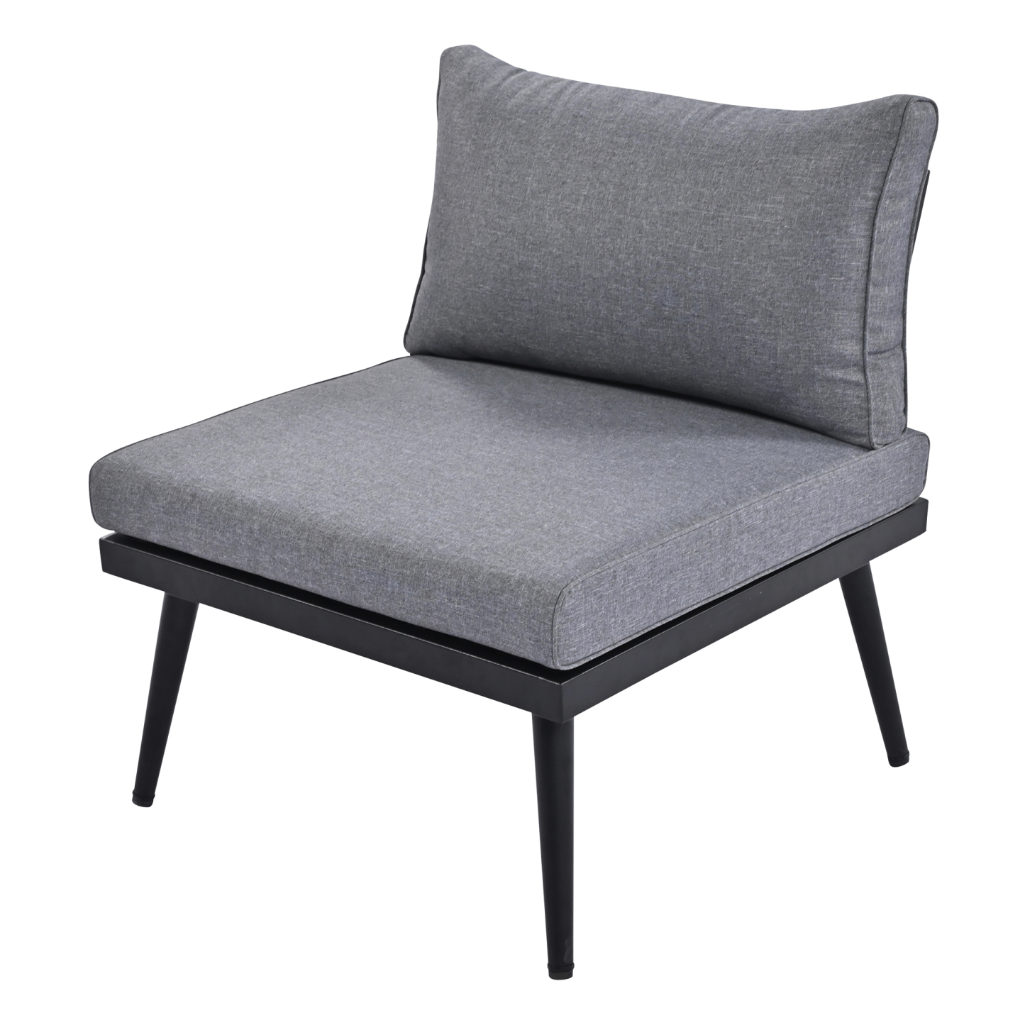 TREXM 6-Piece Outdoor Sectional Sofa Set with Round Nesting Coffee Tables and Seating Sofa with Cushions for Patio, Porch and Garden (Grey)