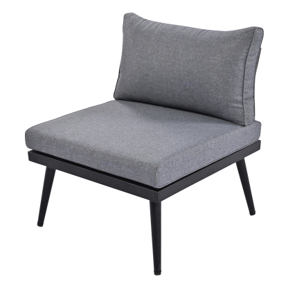 TREXM 6-Piece Outdoor Sectional Sofa Set with Round Nesting Coffee Tables and Seating Sofa with Cushions for Patio, Porch and Garden (Grey)