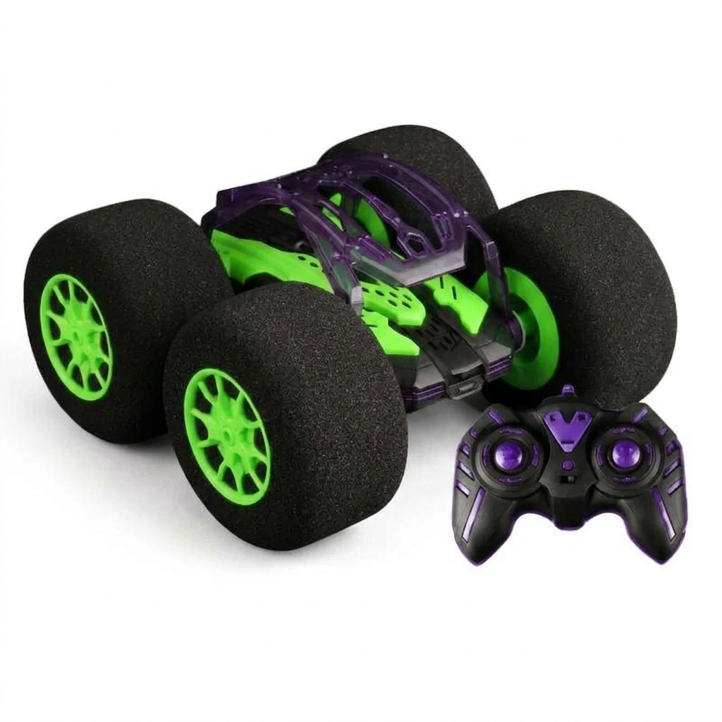 Remote Control Car Indoor 2.4G Soft Wheels RC Truck 4CH 20kmH 4WD Monster Jumping Aged 5+ Orange Racing Play