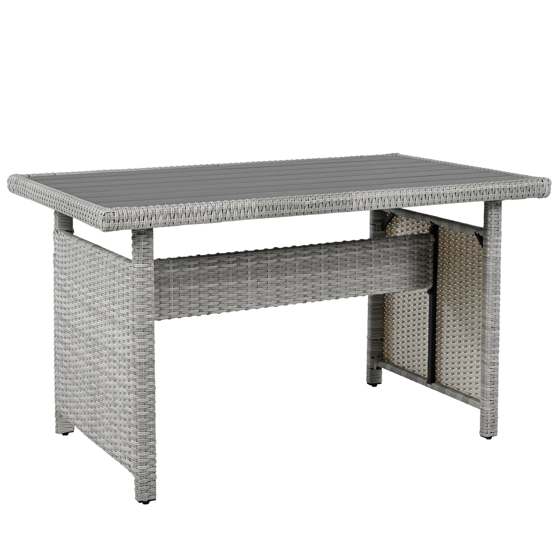 TOMAX 5-Piece Outdoor Patio Rattan Sofa Set, Sectional PE Wicker L-Shaped Garden Furniture Set with 2 Extendable Side Tables, Dining Table and Washable Covers for Backyard, Poolside, Indoor, White