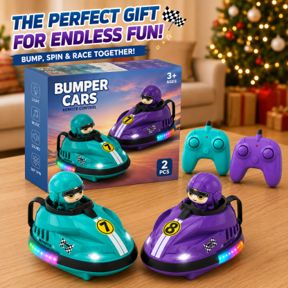 Remote Control Bumper Cars Set (2 PCS), RC Racing Toy Cars with Light, Music & Sound, Interactive Cartoon Battle Game for Kids Ages 3+