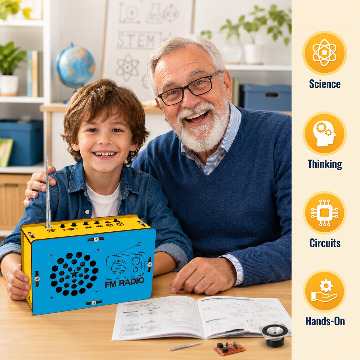 DIY FM Radio STEM Science Kit for Kids Ages 5-14, Electronics Engineering Building Toy with Functional Radio