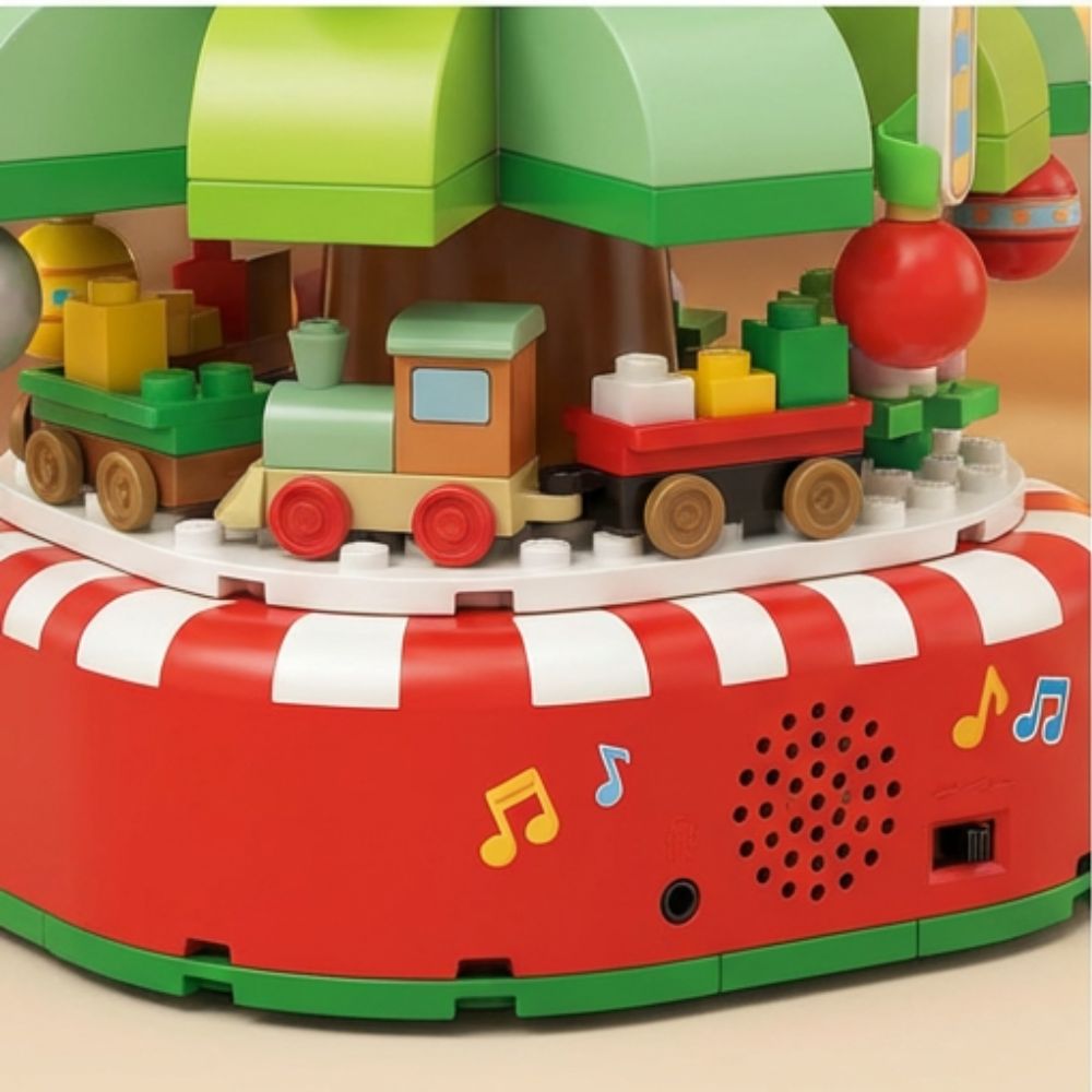 Christmas Tree Building Blocks Kits Party Set with Music Box Led Light Kit DIY Birthday Gift for Kids Boys Girls（870 Pieces）