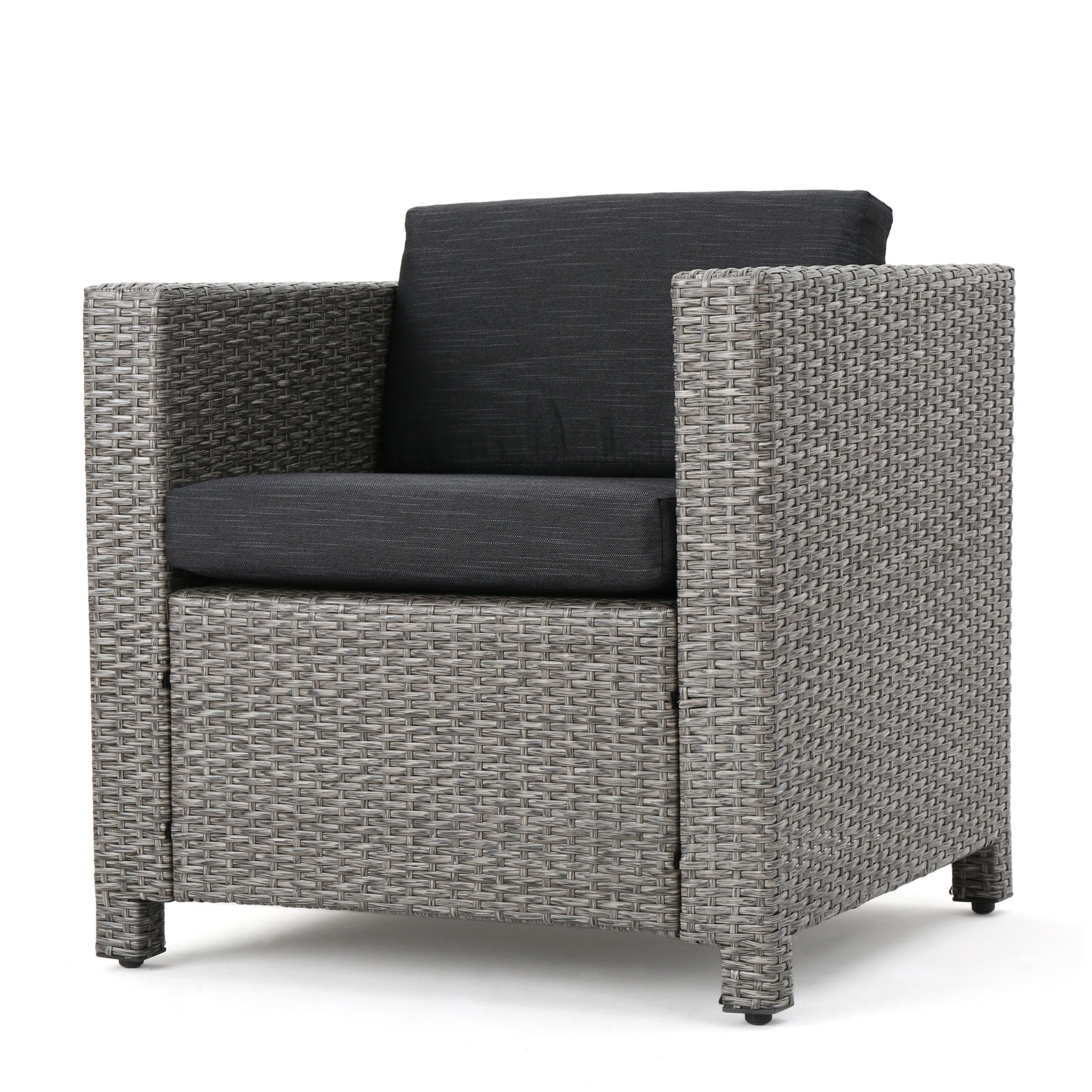4-Piece Patio Wicker Sofa Set – Loveseat + 2 Club Chairs + Table – All-Weather, Water-Resistant Outdoor Furniture