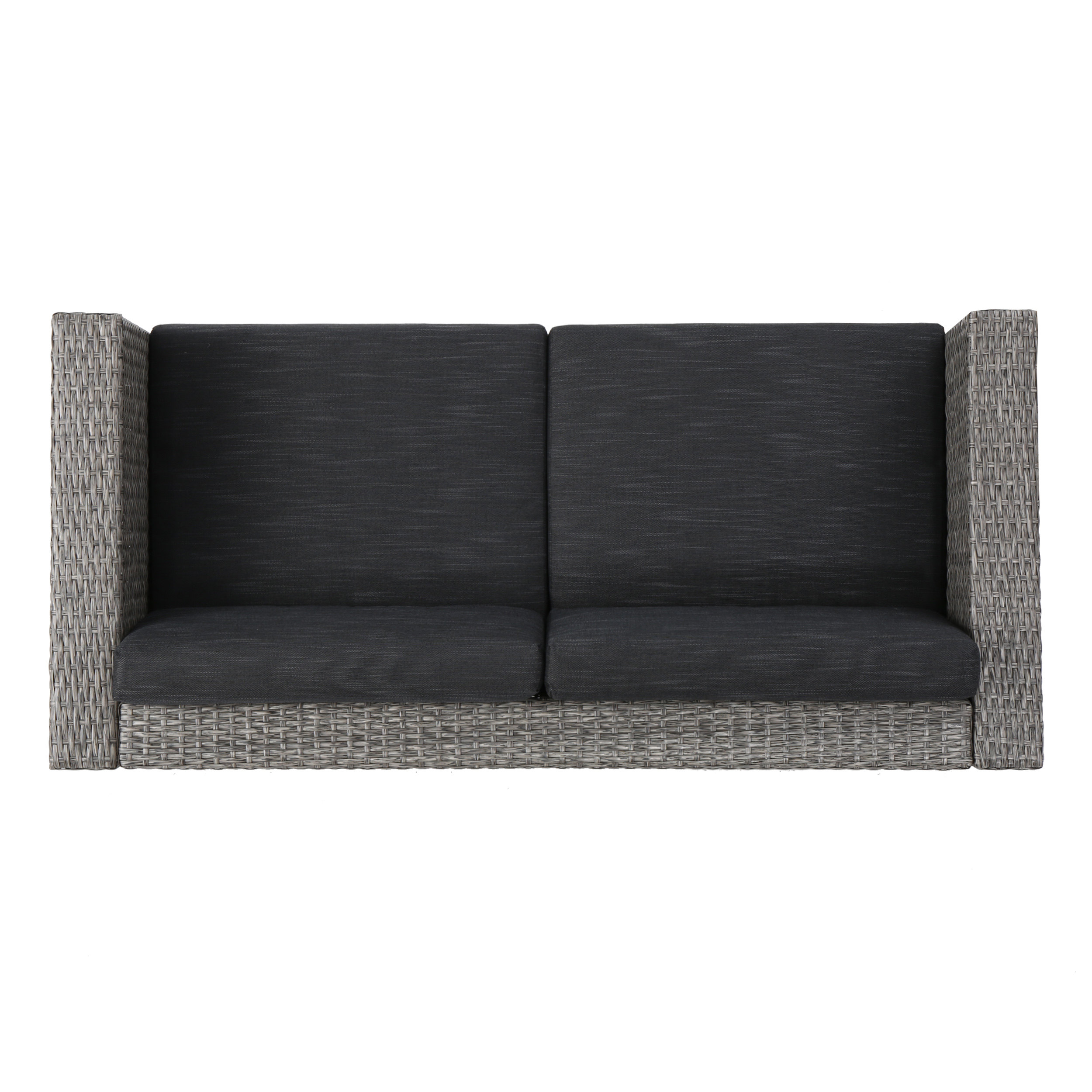 4-Piece Patio Wicker Sofa Set – Loveseat + 2 Club Chairs + Table – All-Weather, Water-Resistant Outdoor Furniture
