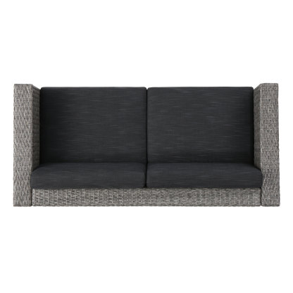 4-Piece Patio Wicker Sofa Set – Loveseat + 2 Club Chairs + Table – All-Weather, Water-Resistant Outdoor Furniture