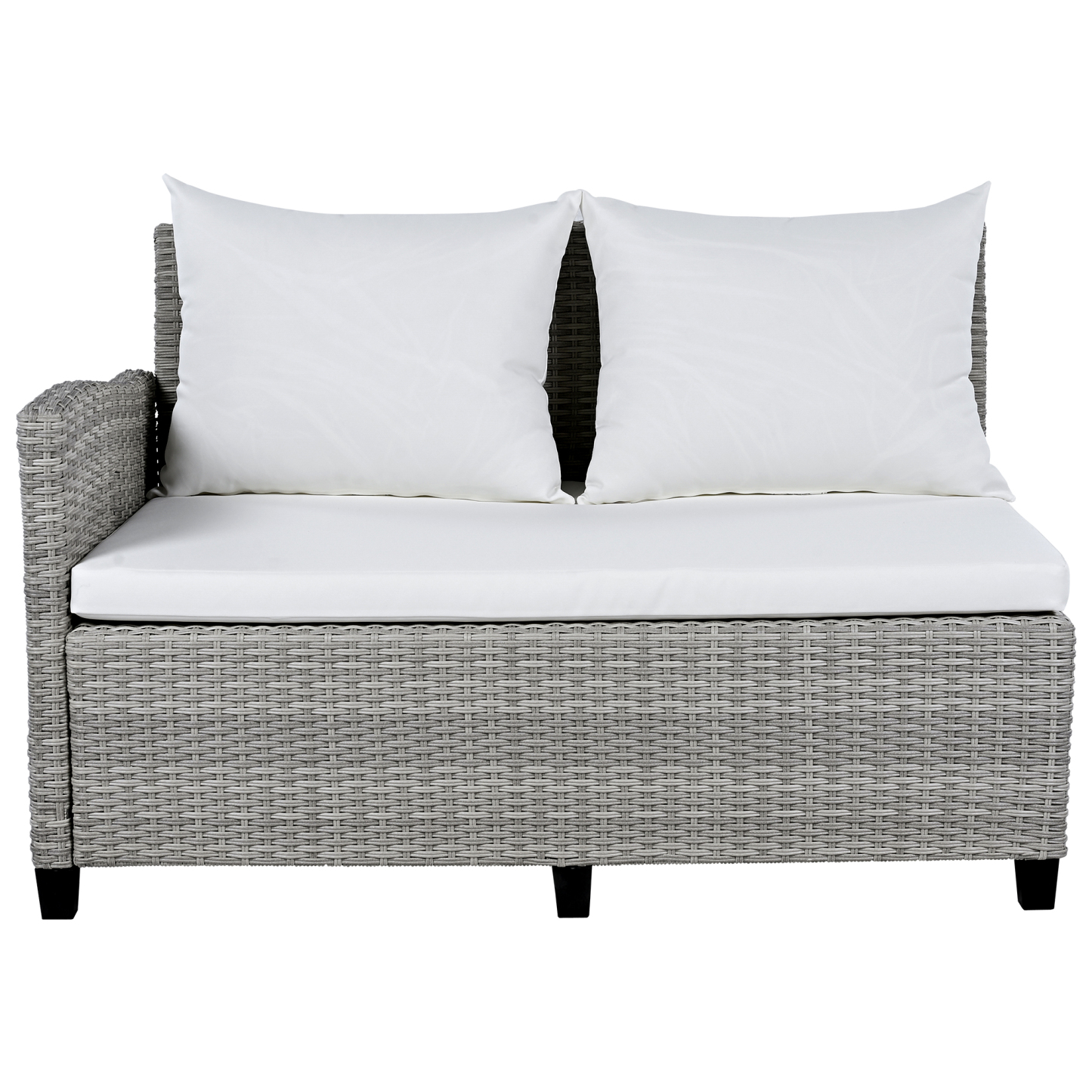 TOMAX 5-Piece Outdoor Patio Rattan Sofa Set, Sectional PE Wicker L-Shaped Garden Furniture Set with 2 Extendable Side Tables, Dining Table and Washable Covers for Backyard, Poolside, Indoor, White