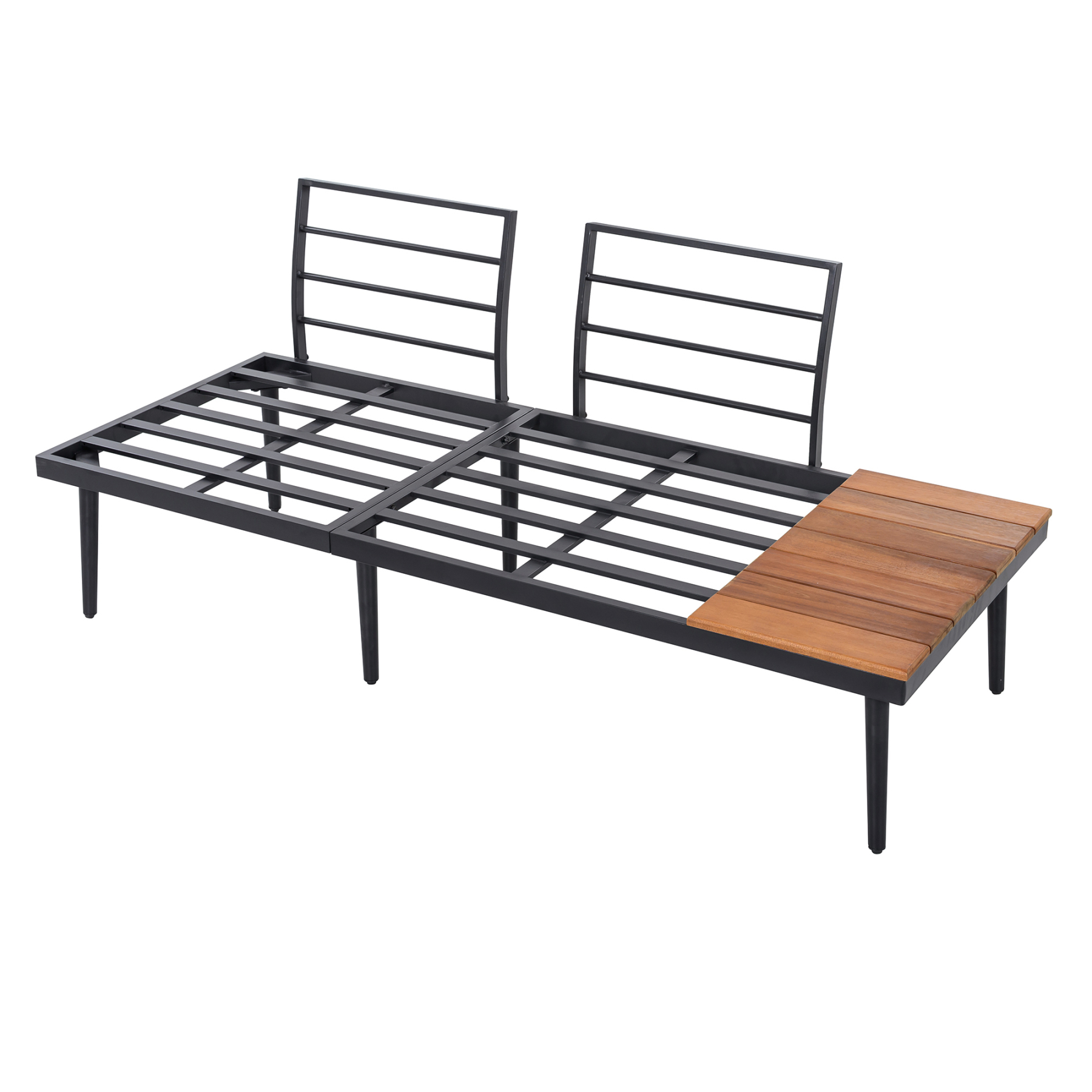 TREXM 6-Piece Outdoor Sectional Sofa Set with Round Nesting Coffee Tables and Seating Sofa with Cushions for Patio, Porch and Garden (Grey)