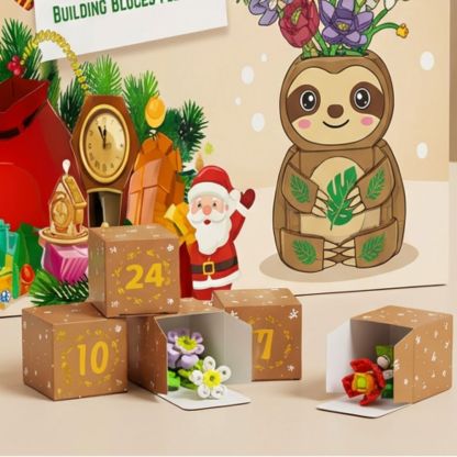 Advent Calendar Flower Bouquet Building Blocks,24 Days Christmas Countdown Calendars with 24 Kinds of Flowers,Unique Advent Calendar
