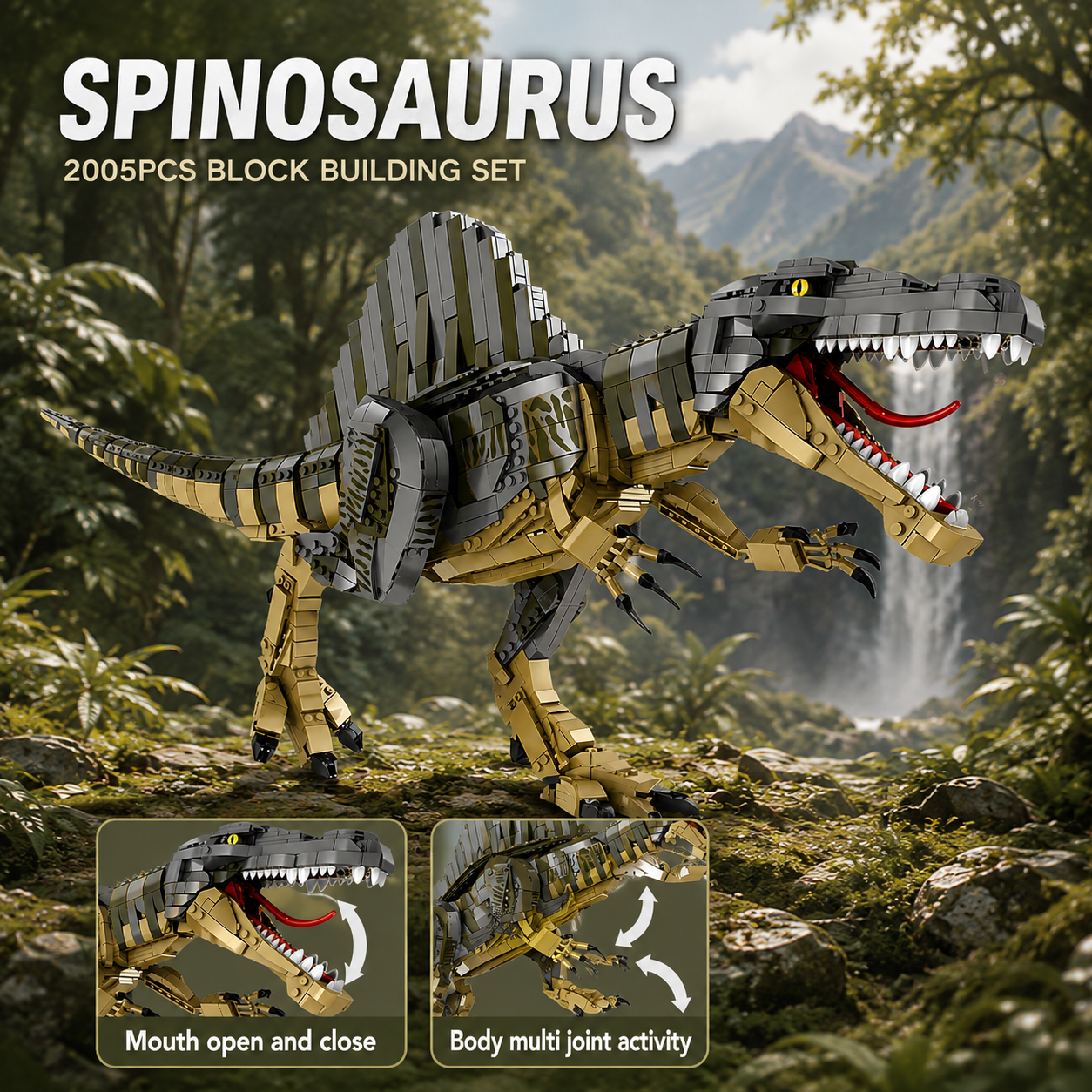 2005-Piece Dinosaur Building Blocks Set, Prehistoric Construction Toy for Kids Ages 6+, STEM Gift for Boys & Girls