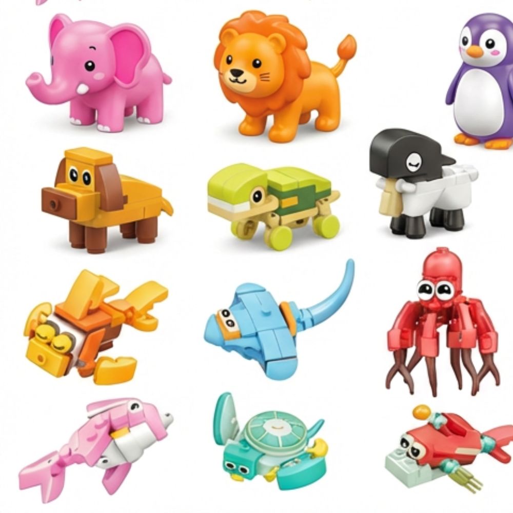 Advent Calendar, 12 Small Animals and 12 Sea Animals Clamping Blocks Set, 24 Animals Model Kit, Christmas Calendar Children, Animals Model Kit