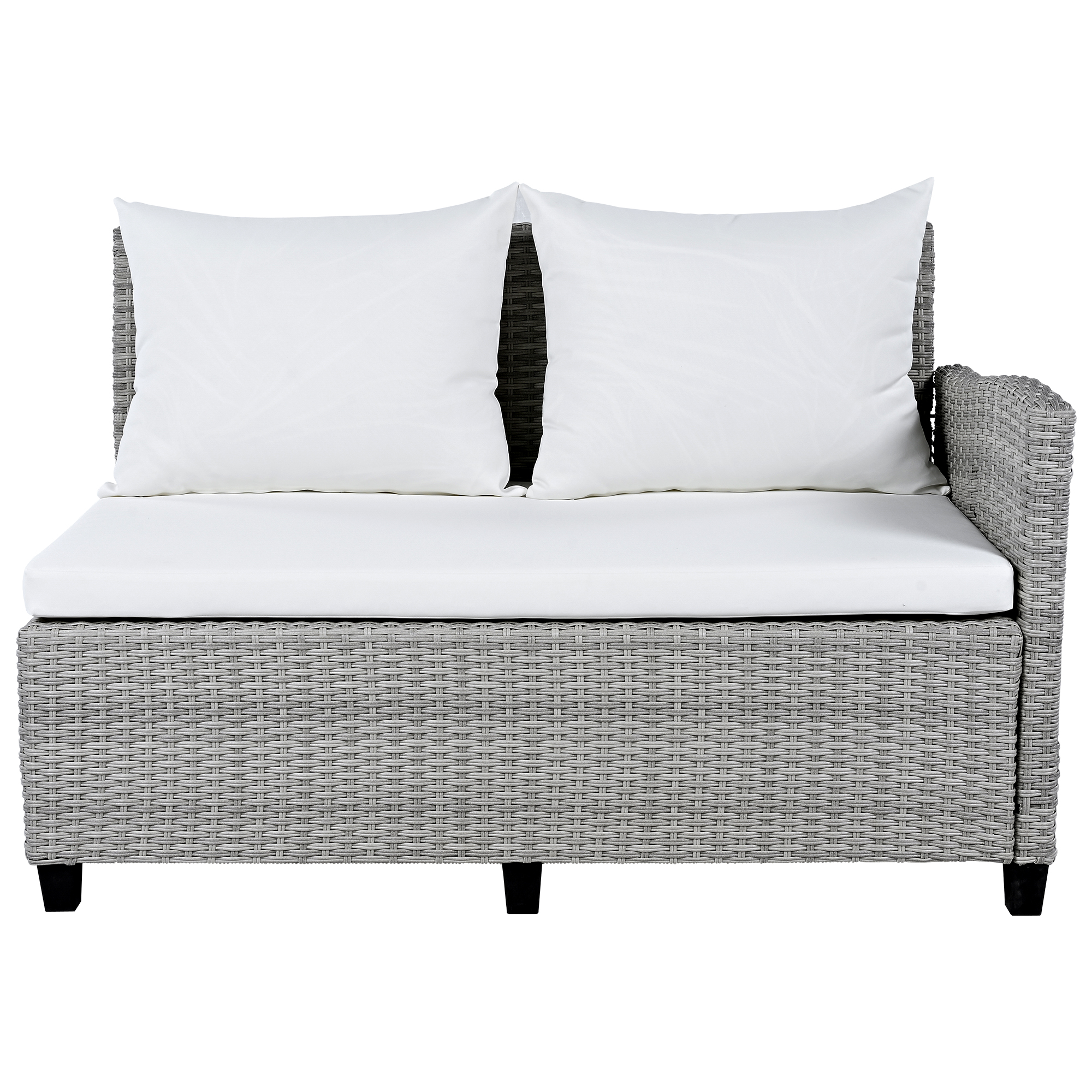 TOMAX 5-Piece Outdoor Patio Rattan Sofa Set, Sectional PE Wicker L-Shaped Garden Furniture Set with 2 Extendable Side Tables, Dining Table and Washable Covers for Backyard, Poolside, Indoor, White