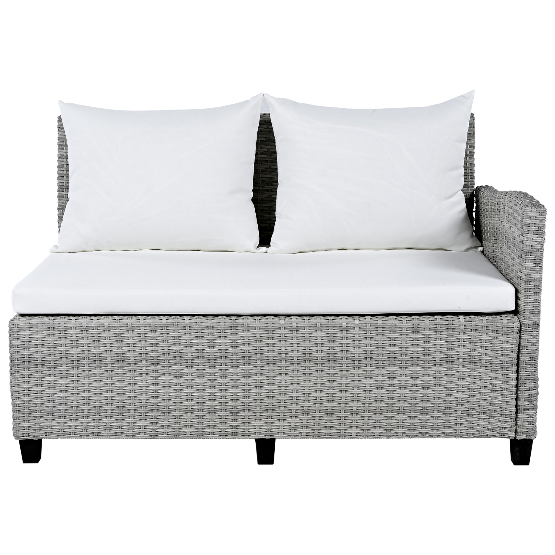 TOMAX 5-Piece Outdoor Patio Rattan Sofa Set, Sectional PE Wicker L-Shaped Garden Furniture Set with 2 Extendable Side Tables, Dining Table and Washable Covers for Backyard, Poolside, Indoor, White