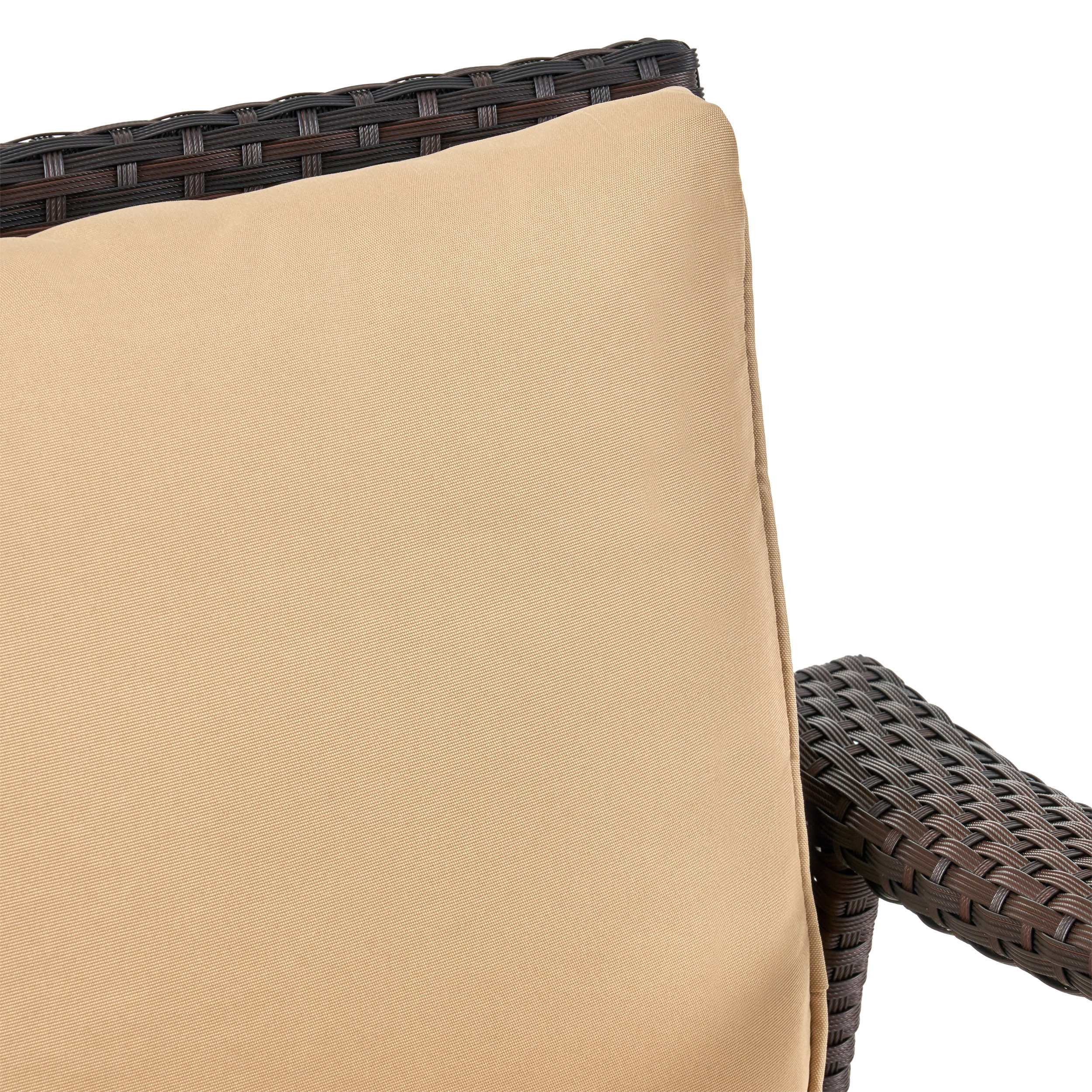 4PC PE Wicker Set Outdoor Seating in Brown and Tan with Iron Frame and Waterproof Fabric