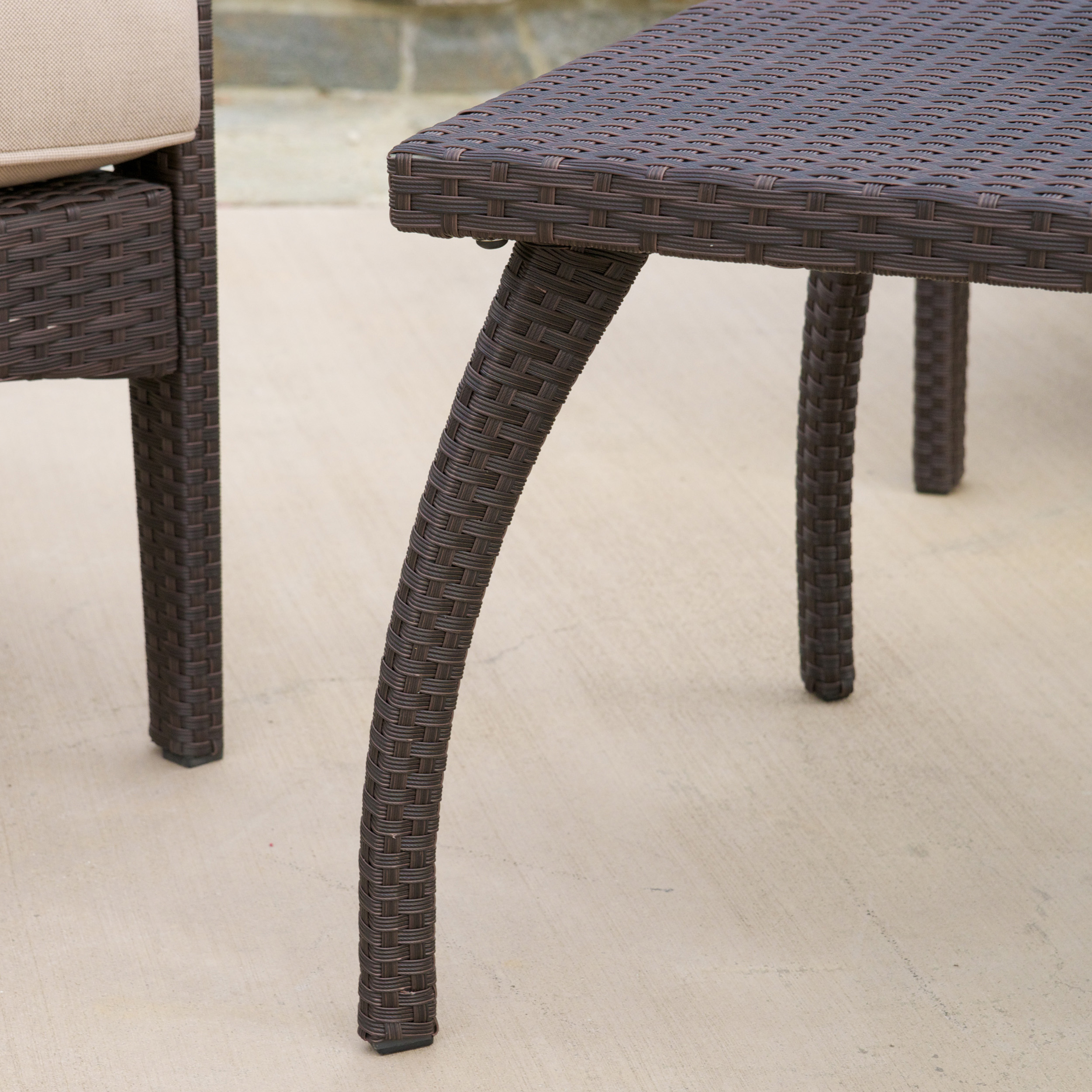 4PC PE Wicker Set Outdoor Seating in Brown and Tan with Iron Frame and Waterproof Fabric