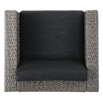 4-Piece Patio Wicker Sofa Set – Loveseat + 2 Club Chairs + Table – All-Weather, Water-Resistant Outdoor Furniture