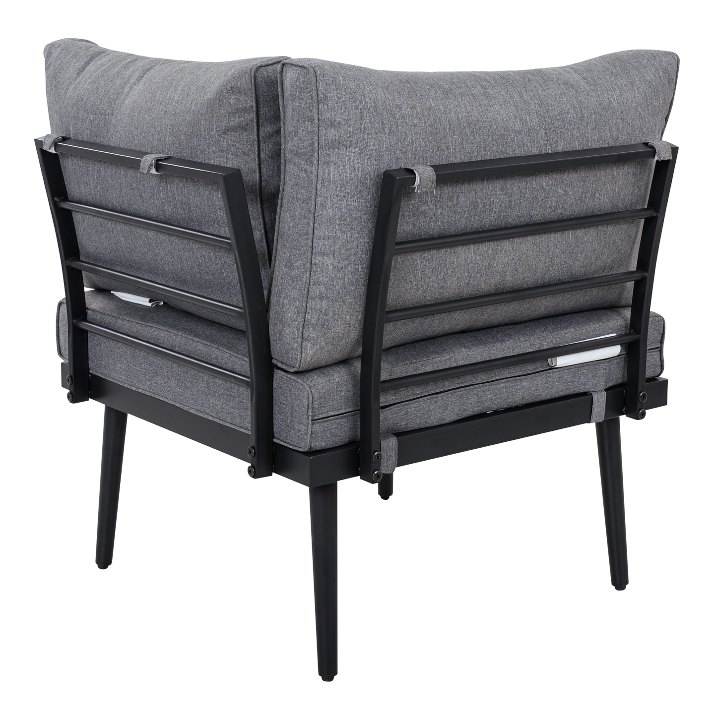 TREXM 6-Piece Outdoor Sectional Sofa Set with Round Nesting Coffee Tables and Seating Sofa with Cushions for Patio, Porch and Garden (Grey)