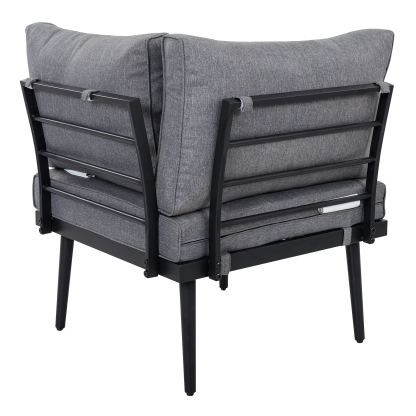 TREXM 6-Piece Outdoor Sectional Sofa Set with Round Nesting Coffee Tables and Seating Sofa with Cushions for Patio, Porch and Garden (Grey)