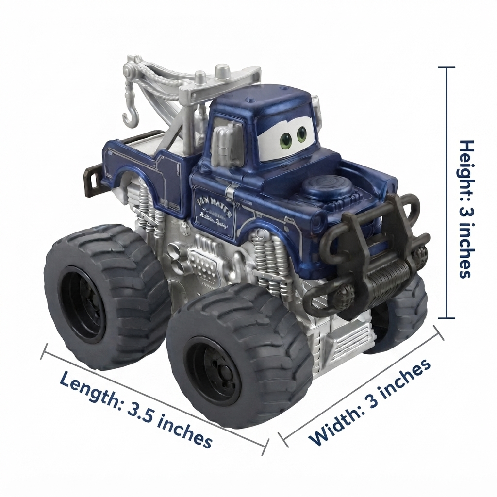 Cars Mater Diecast Monster Truck - Custom Blue Edition, 3.5-inch Large Wheel Toy, Kids Ages 3+