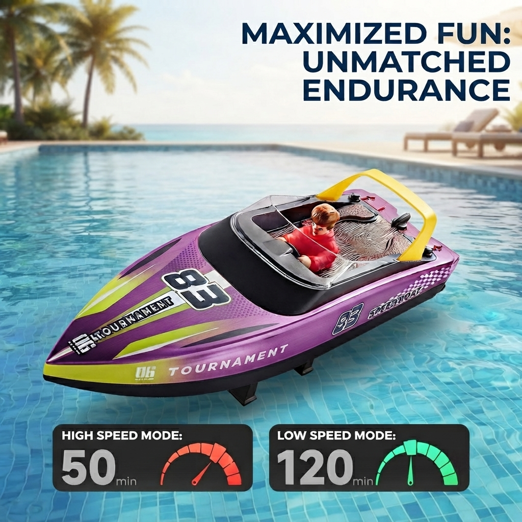 Fast RC Boat Set for Kids - 2-Pack 10-Inch Remote Control Speedboats, 15 KPH, Ages 3+
