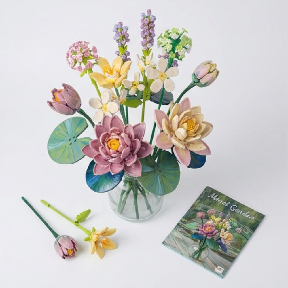 Flower Bouquet Building Blocks Set, Botanical Collection for Home Decor Accessories, DIY Unique Gift for Girls and Kids Aged 8+ (891 PCS)