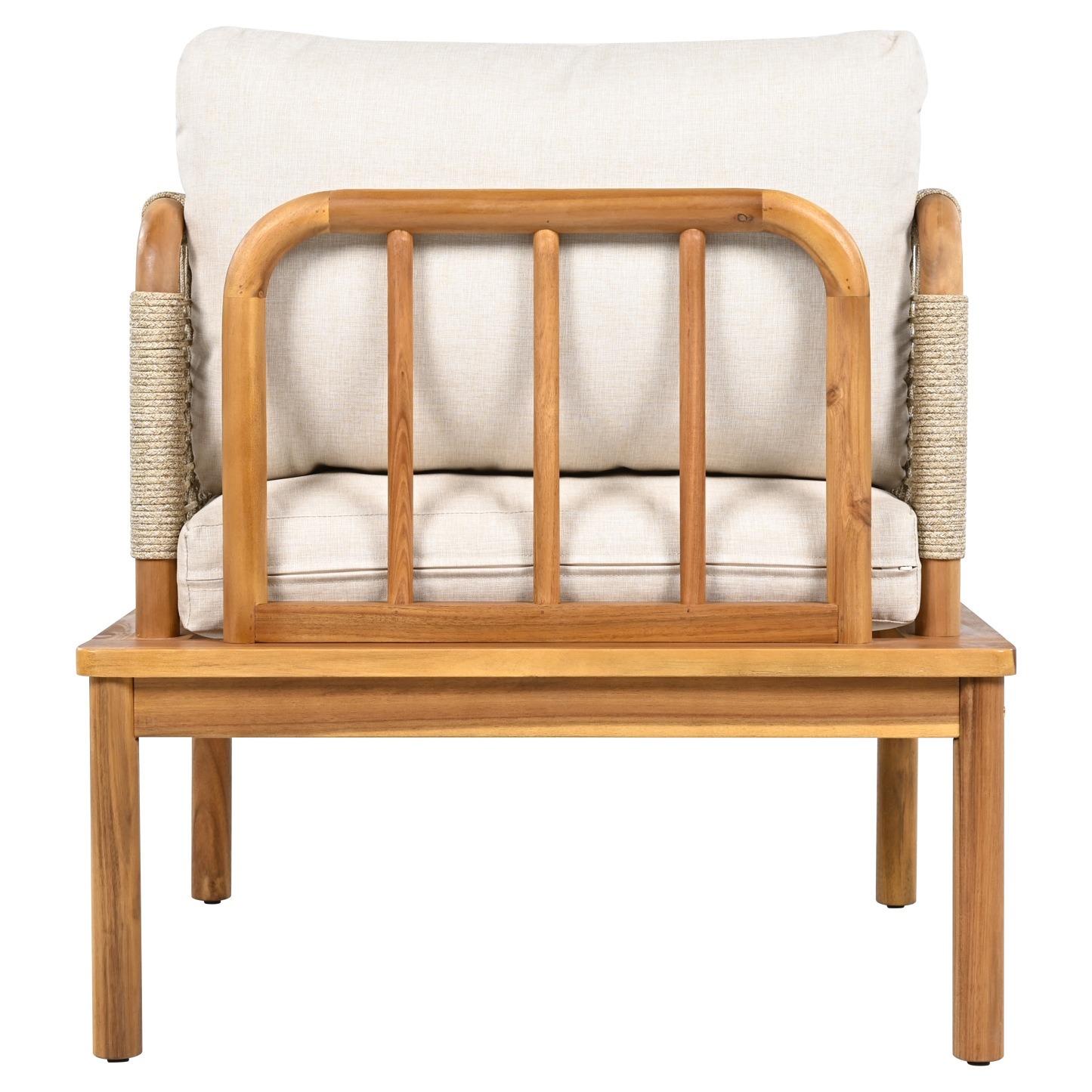 Outdoor Acacia Wood and Rope Club Chair with Cushions (Single)