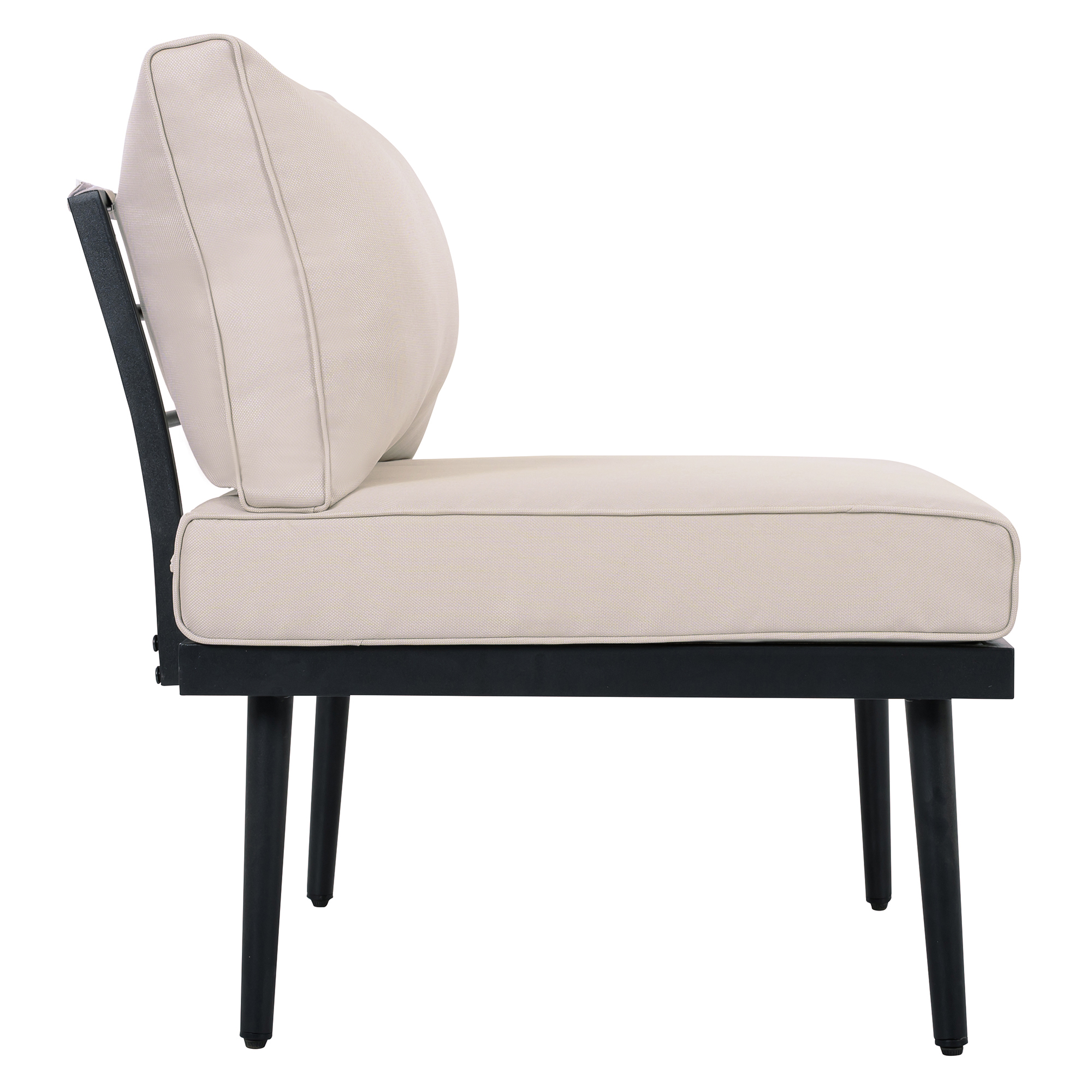 TREXM 6-Piece Outdoor Sectional Sofa Set with Round Nesting Coffee Tables and Seating Sofa with Cushions for Patio, Porch and Garden (Beige)